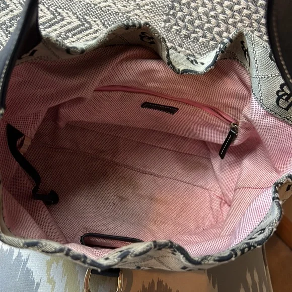 DOONEY & BOURKE Signature Print Black & Tan Satchel Bag~please read! - Picture 6 of 16